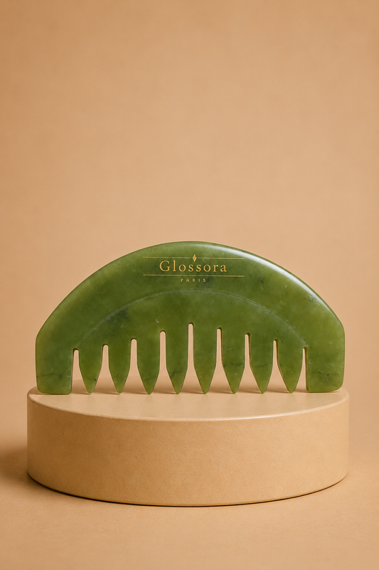 Peigne en Jade – Massage du cuir chevelu & relaxation  | Glossora Paris